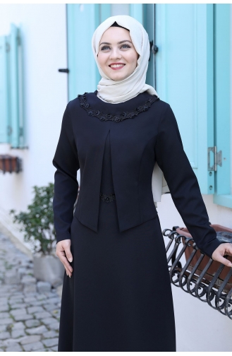 Schwarz Hijab Kleider 1000-06