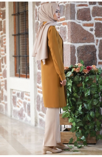 Eliz Tunik Pantolon İkili Tesettür Takım AHN1006-06 Safran Renk