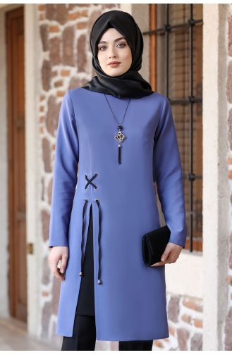 Yaren Tunik Pantolon İkili Tesettür Takım NRZ1002-02 İndigo