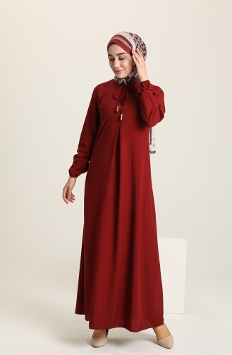 Elastic Sleeve Dress 4536-10 Claret Red 4536-10