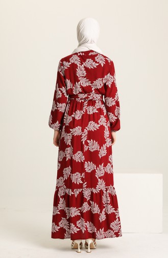 Claret Red Hijab Dress 4566-04