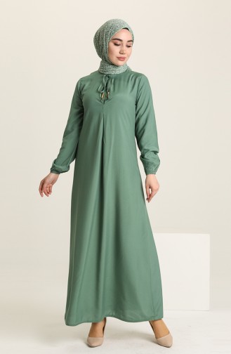 Robe Manches Élastiques Avec Plis en A 4536-09 Vert Noisette 4536-09