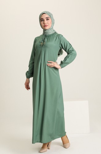 Robe Manches Élastiques Avec Plis en A 4536-09 Vert Noisette 4536-09