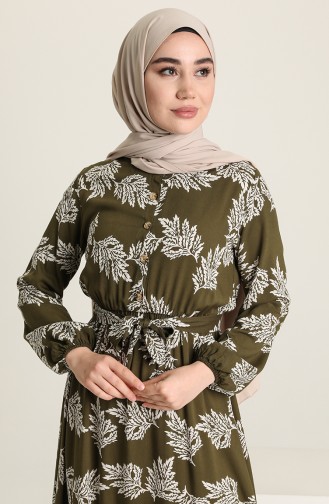 Khaki Hijab Dress 4566-05