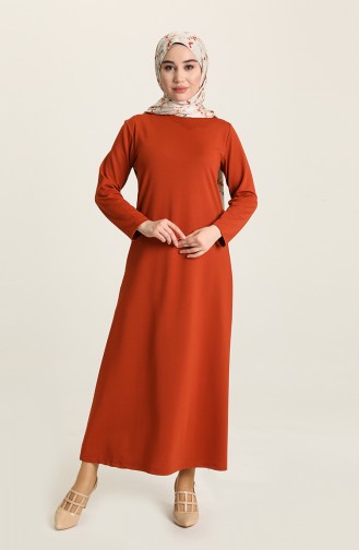 Brick Red Hijab Dress 0420-09