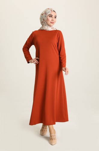 Brick Red Hijab Dress 0420-09