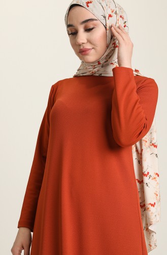 Ziegelrot Hijab Kleider 0420-09