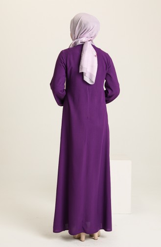 Elastic Sleeve A Pleat Dress 4536-08 Purple 4536-08