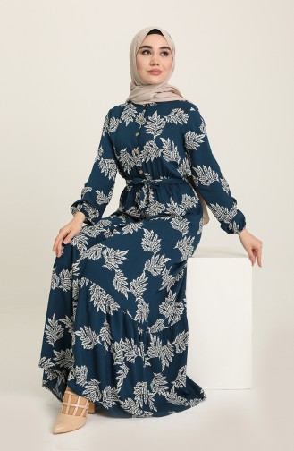 Petrol Hijab Dress 4566-01