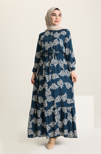 Petrol Hijab Dress 4566-01