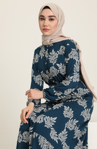 Petroleum Hijab Kleider 4566-01