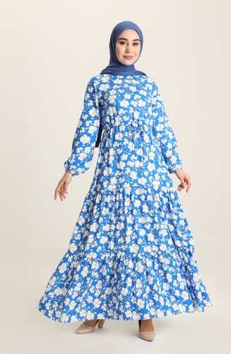 Saks-Blau Hijab Kleider 3303-01