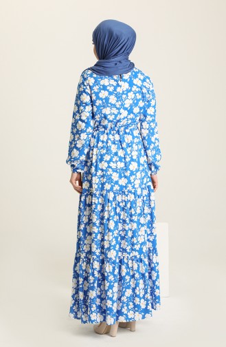 Saks-Blau Hijab Kleider 3303-01