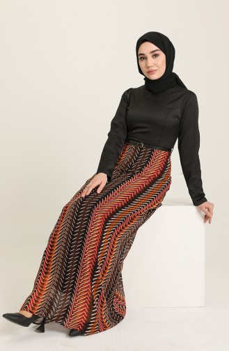 Schwarz Hijab Kleider 8136-02