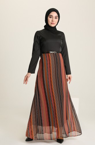 Schwarz Hijab Kleider 8136-02