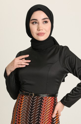 Schwarz Hijab Kleider 8136-02