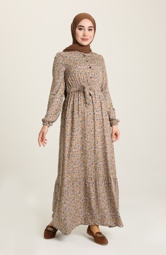 فستان بني مائل للرمادي 4066-02