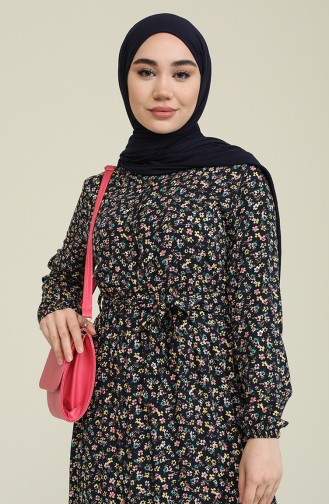 Dunkelblau Hijab Kleider 4066-03
