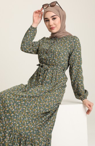 Nefti Grüne Farbe Hijab Kleider 4066-06