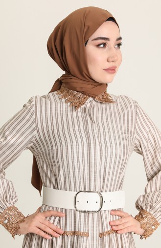 Beige Hijab Dress 61932-01