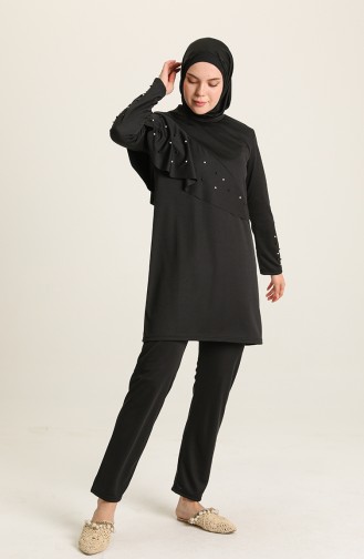 Schwarz Hijab Badeanzug 2216-01