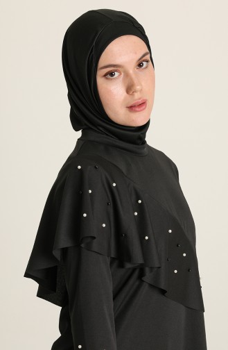 Schwarz Hijab Badeanzug 2216-01