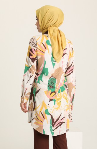 Minahill Keten Emprime Tunik 227133-02 Kahverengi