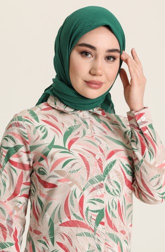 Minahill Keten Emprime Tunik 227134-01 Yeşil