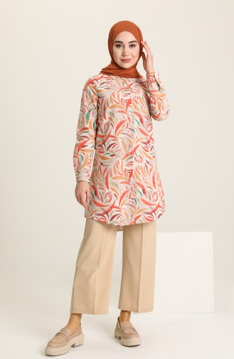 Minahill Keten Emprime Tunik 227134-02 Oranj