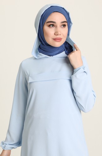 Minahiil Kapüşonlu Tunik 228406-03 Buz Mavisi