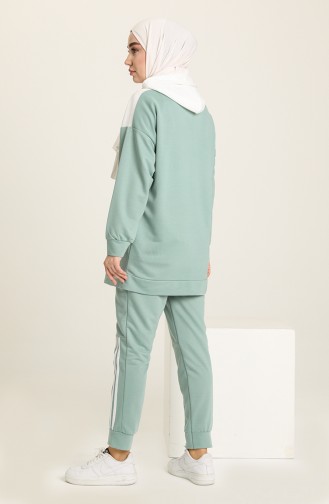 Hooded Two Piece Tracksuit Set 1016-09 Mint Green 1016-09