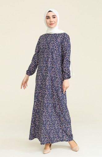 Navy Blue Hijab Dress 1774-04