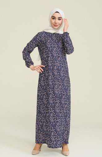 Navy Blue Hijab Dress 1774-04