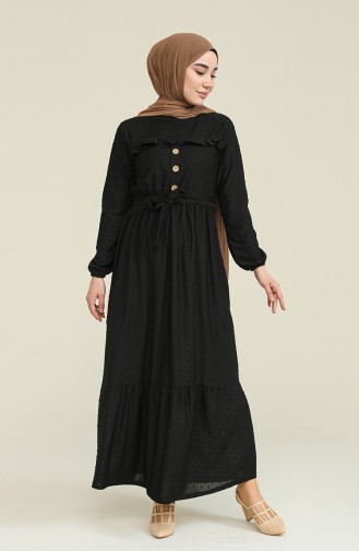 Black Hijab Dress 2402-04