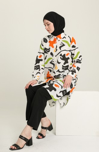 Minahill Keten Emprime Yırtmaçlı Tunik 227137-04 Hardal