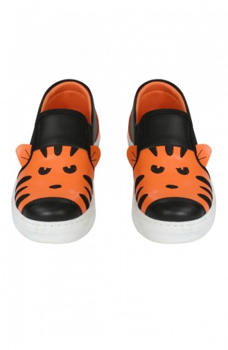 Minik Leopar Erkek Sneakers Ayakkabı Siyah Turuncu Beyaz