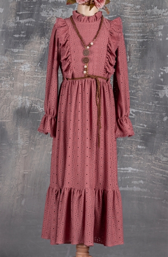 Boydan Kolyeli Kız Çocuk Elbisesi TVD2182BR-01 Pembe