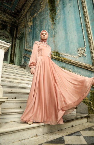 Copper Hijab Evening Dress 0415-01
