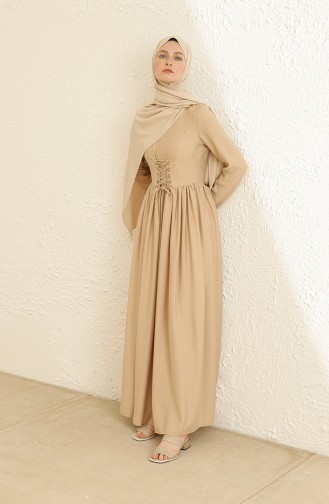 Beige Hijab Kleider 228349-05