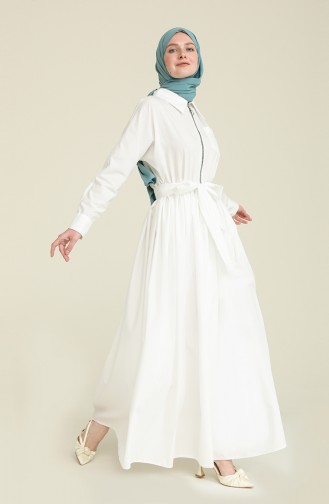 Ecru Hijab Dress 228357-01