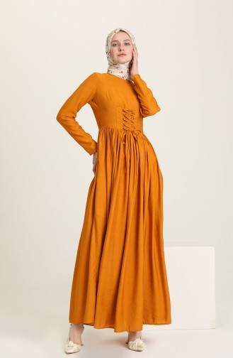 Mustard İslamitische Jurk 228349-02