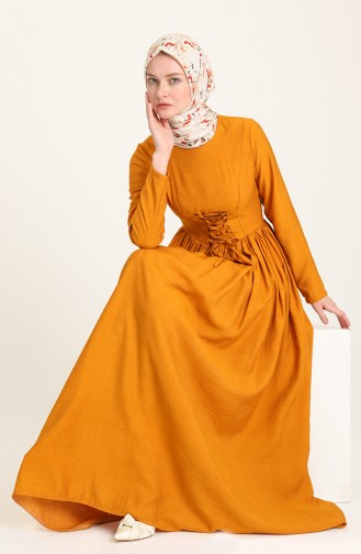 Senf Hijab Kleider 228349-02