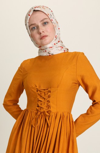 Mustard İslamitische Jurk 228349-02