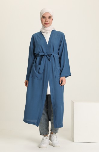 Cepli Kuşaklı Kimono 5301-17 Koyu İndigo