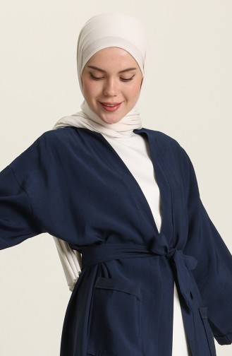 Cepli Kuşaklı Kimono 5301-19 Lacivert