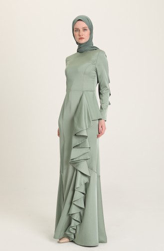 Unreife Mandelgrün Hijab-Abendkleider 0026-02