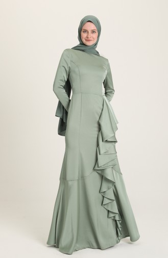Unreife Mandelgrün Hijab-Abendkleider 0026-02