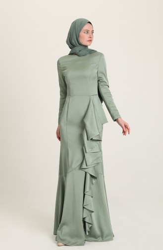 Unreife Mandelgrün Hijab-Abendkleider 0026-02
