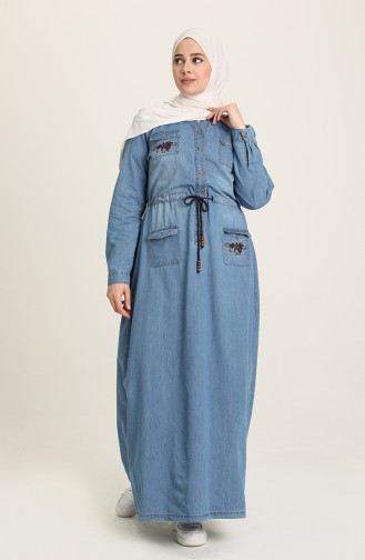 Embroideried Jeans Dress 9200-02 Jeans Blue 9200-02