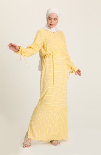 Striped Viscose Dress 4500-06 Yellow 4500-06